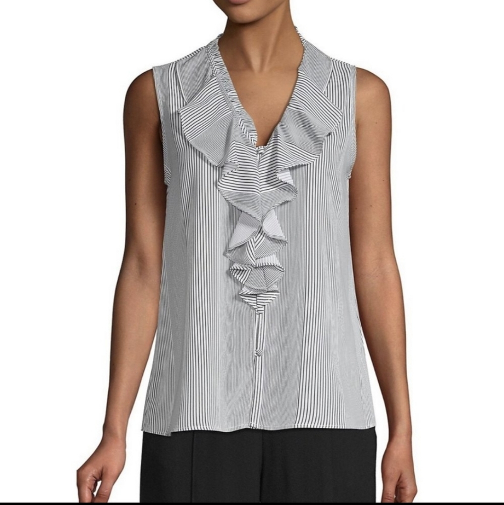 Karl Lagerfeld Sleeveless Ruffle neck Top Womens‎ Medium